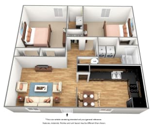 2 beds, 2 baths, 850 sqft, $1,160