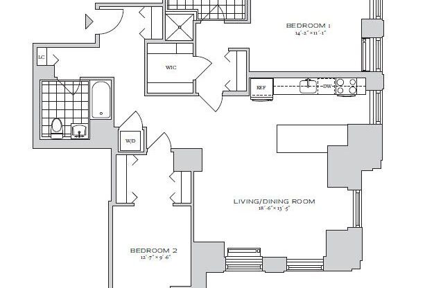 2 beds, 2 baths, 1,261 sqft, $8,480, Unit 4705