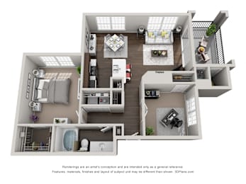 2 beds, 1 bath, 912 sqft, $1,266