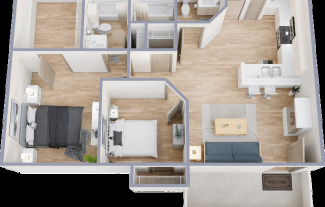 2 beds, 1.5 baths, 837 sqft, $1,179