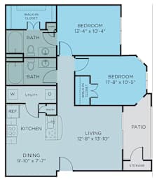 2 beds, 2 baths, 977 sqft, $1,571