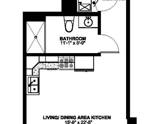 Studio, 1 bath, 580 sqft, $1,899, Unit 416
