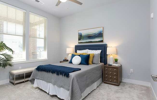Bedroom With Ceiling Fan at The Apartments at St. Marys, Raleigh, NC, 27605