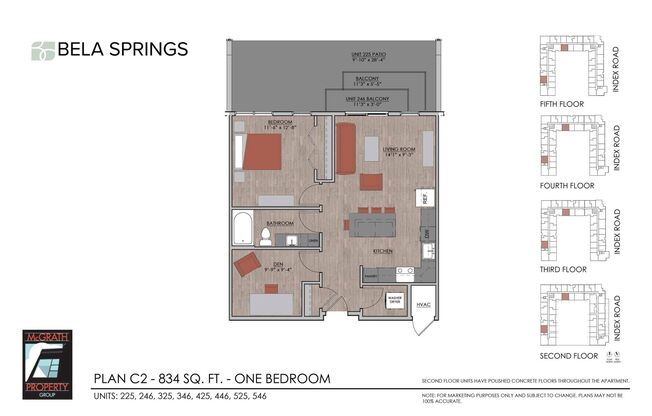 1 bed, 1 bath, 834 sqft, $1,705, Unit 346