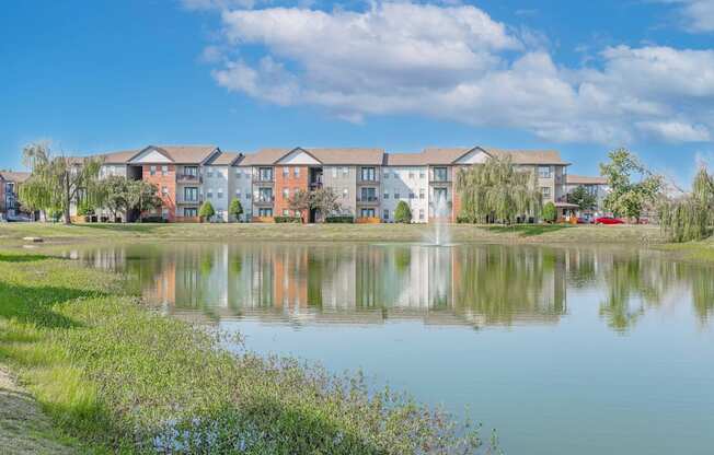 Shot of the pond with our apartments in the background at Ultris Island Park in Shreveport, LA
