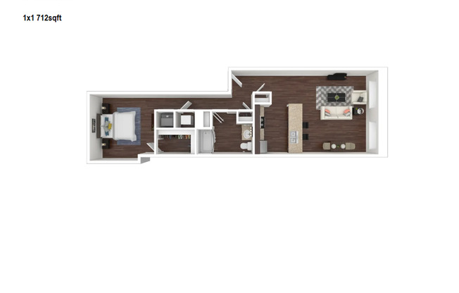 1 bed, 1 bath, 712 sqft, $1,125, Unit 408