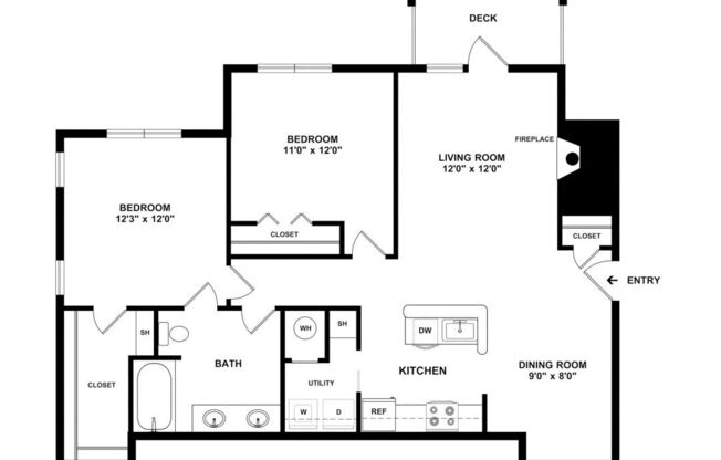 2 beds, 1 bath, 1,003 sqft, $1,810