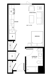 ST-4A Studio Floor Plan with 466 Sq. Ft. at Chandler Apartments in North Hollywood, North Hollywood, California