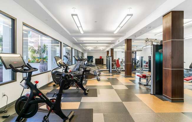 Fitness Center With Modern Equipment at The Adler Apartments, California, 90025