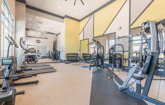 Fitness Center With Modern Equipment at Link Apartments® West End, Greenville, SC, 29601