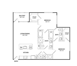 2 beds, 2 baths, 1,073 sqft, $2,369