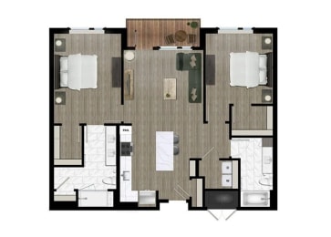 2 beds, 2 baths, 1,150 sqft, $2,634