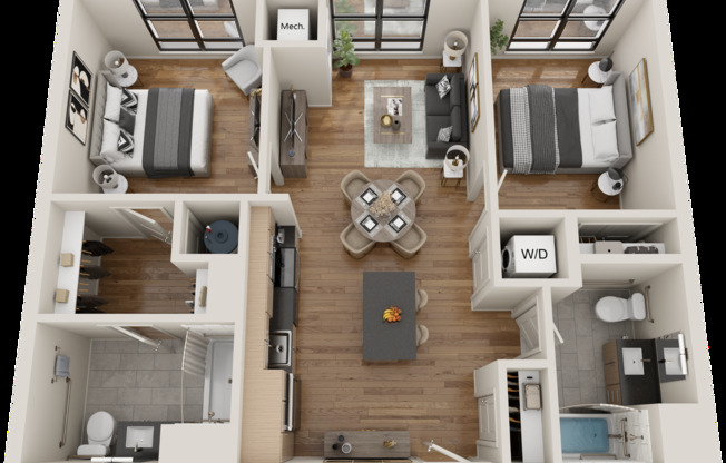 2 beds, 2 baths, 842 sqft, $2,638, Unit 512