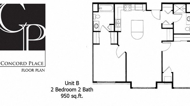 2 beds, 2 baths, 950 sqft, $1,260
