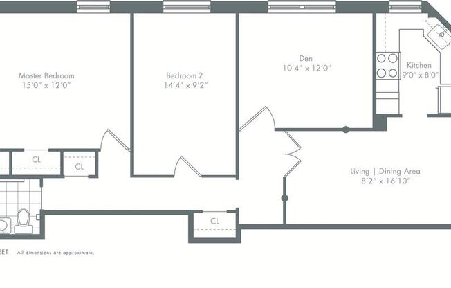 3 beds, 1 bath, 944 sqft, $5,525, Unit 2H