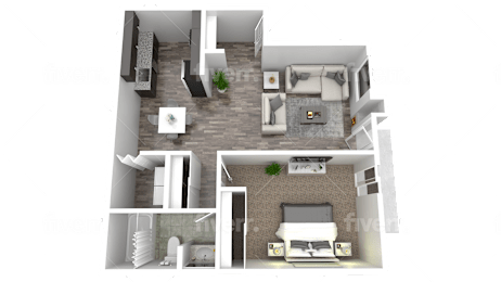 1 bed, 1 bath, $1,300