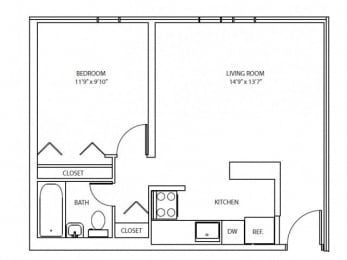 1 bed, 1 bath, 520 sqft, $1,199