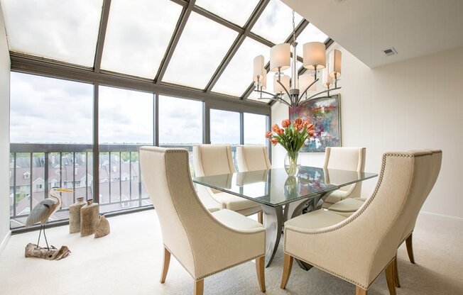 Dining Room with ceiling to floor windows