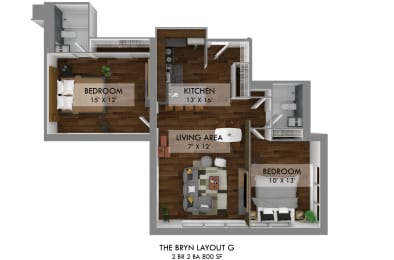 2 beds, 2 baths, $2,206