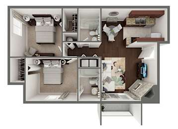 2 beds, 2 baths, 840 sqft, $1,215