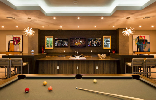 Resident clubhouse with lounge and gaming area
