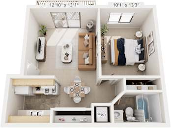 1 bed, 1 bath, 570 sqft, $1,173