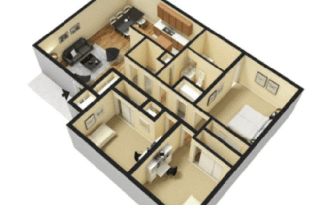 3 beds, 2 baths, 1,049 sqft, $1,296, Unit 104