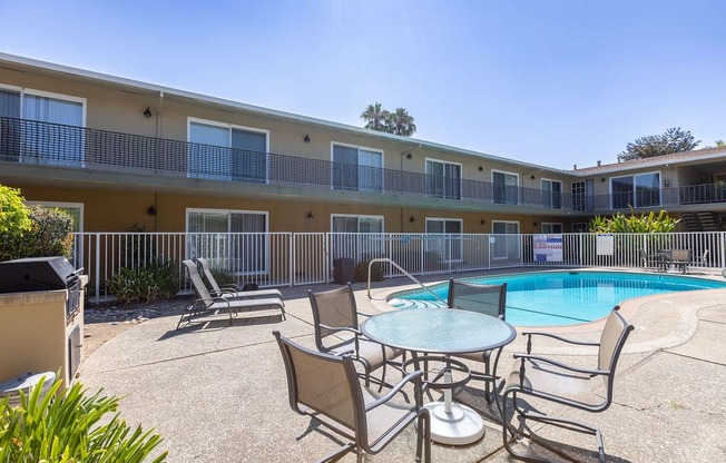 our apartments have a resort style pool and patio