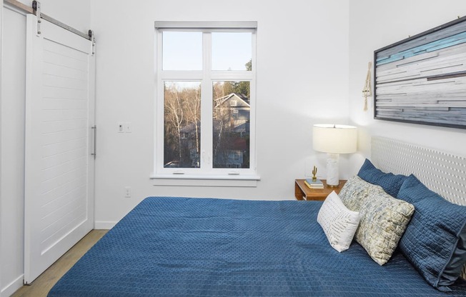 bedroom with barn door