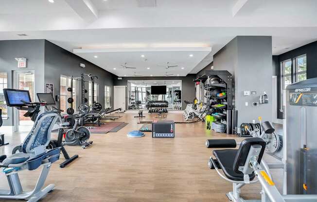 Gym With Equipment at The Aster Apartments, Cary, North Carolina