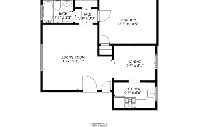 1 bed, 1 bath, 607 sqft, $1,395, Unit 4107A2