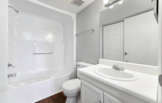 A white bathroom at Governors House, Huntsville