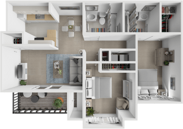 2 beds, 2 baths, 953 sqft, $1,260