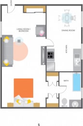 Studio, 1 bath, $2,484