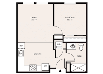 1 bed, 1 bath, 451 sqft, $1,561