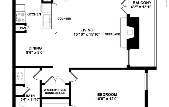 1 bed, 1 bath, 720 sqft, $1,349
