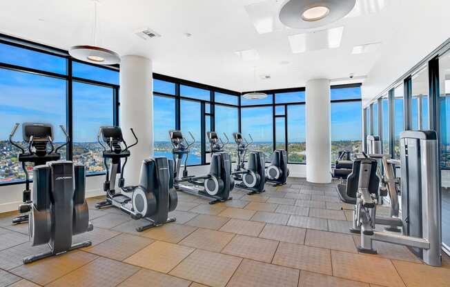 Cardio and Strength Equipment in the Fitness Center at Cirrus, Seattle, Washington