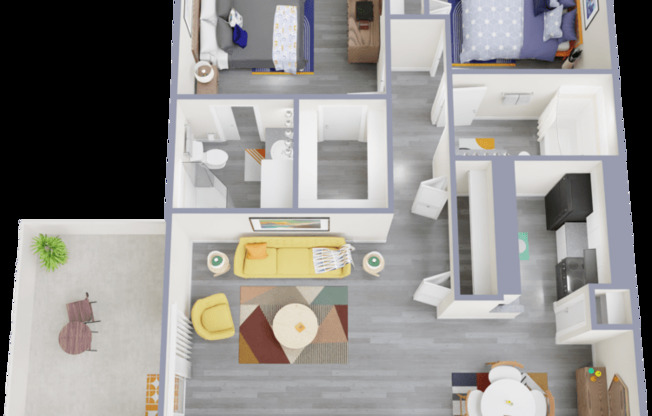 2 beds, 2 baths, 990 sqft, $1,119