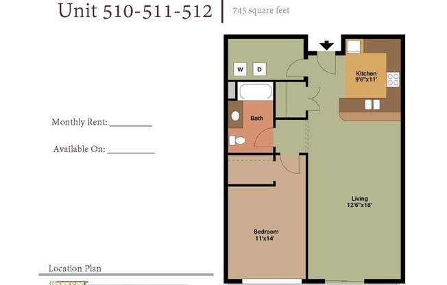 1 bed, 1 bath, 840 sqft, $1,800, Unit 511