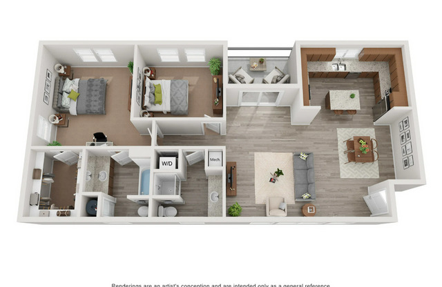 2 beds, 2 baths, 1,193 sqft, $2,650