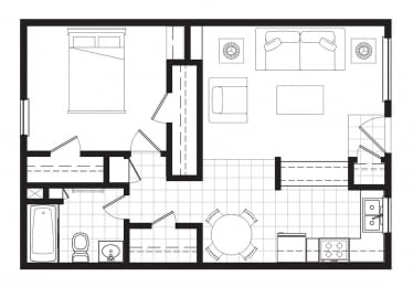 1 bed, 1 bath, 625 sqft, $792