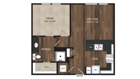 1 bed, 1 bath, 689 sqft, $2,566