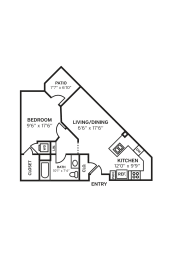 1 bed, 1 bath, 663 sqft, $3,595