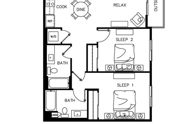 2 beds, 2 baths, 917 sqft, $3,400, Unit 204
