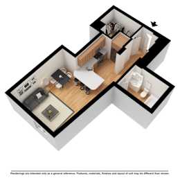 Studio, 1 bath, 391 sqft, $2,130