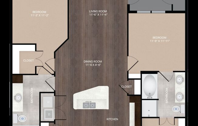 2 beds, 2 baths, 1,094 sqft, $2,141