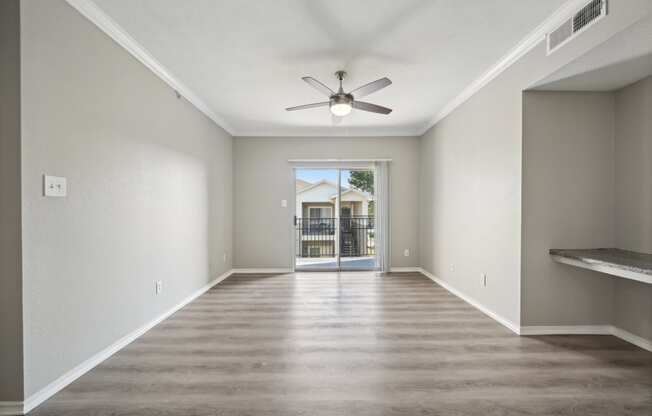 living room with ceiling fan