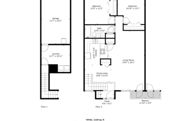2 beds, 1 bath, 1,129 sqft, $1,875, Unit 1821