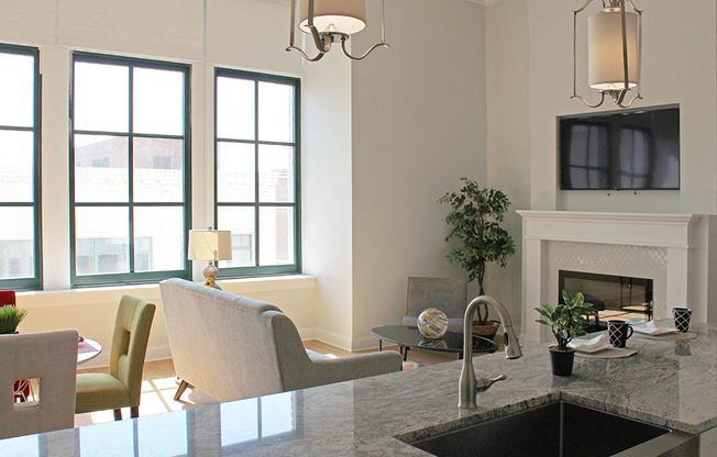 Living Room Remodel With Fireplace at Residences at Halle, Ohio, 44113