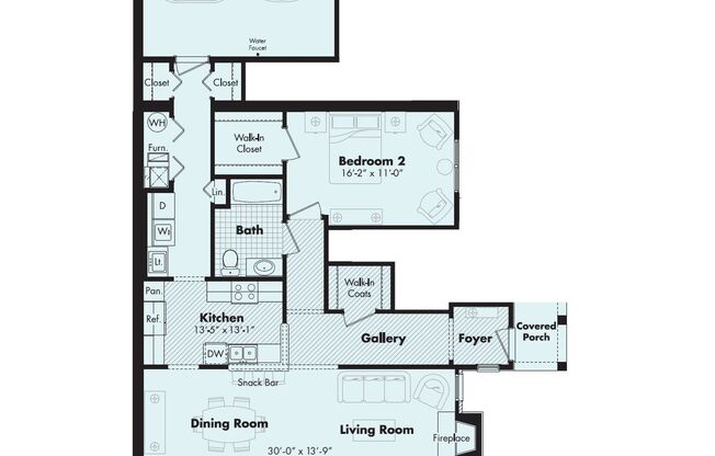 2 beds, 2 baths, 1,587 sqft, $2,855, Unit 803